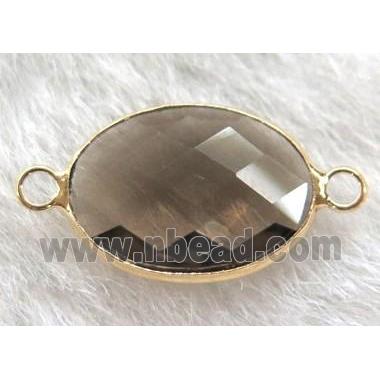 chinese crystal glass connector, faceted oval