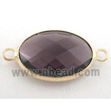 chinese crystal glass connector, faceted oval