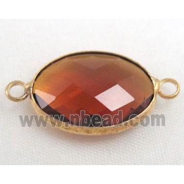 chinese crystal glass connector, faceted oval