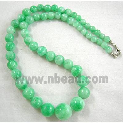 Jade Necklace, round beads, green