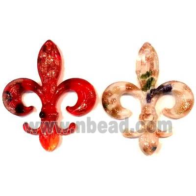Lampwork glass pendant with goldsand. anchor, mixed color