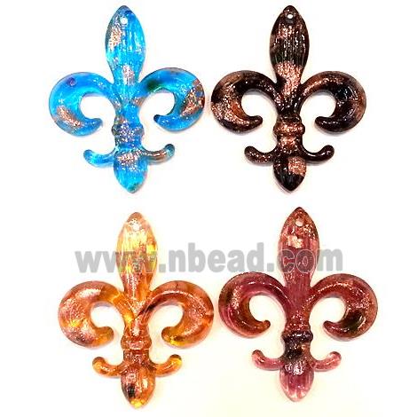 Lampwork glass pendant with goldsand. anchor, mixed color