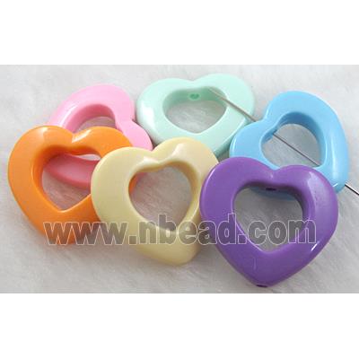 resin beads, heart, mixed color