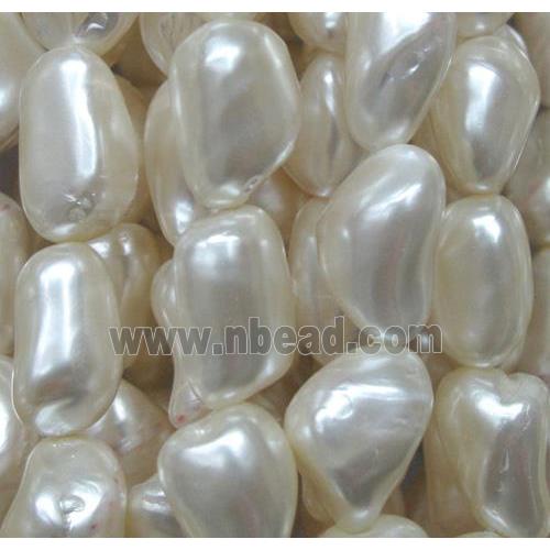 Pearlized Shell Beads, freeform, white