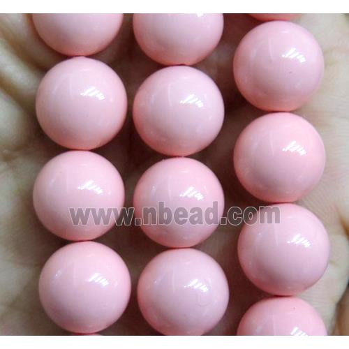 pink Pearlized Shell Beads, round