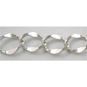 Platinum Plated Copper Chains, twisted link, 13x16.5mm