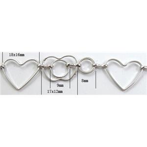 Handcraft copper chain, 18x16mm,17x12mm,9mm dia, 8mm dia, silver plated