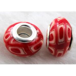 Fimo Polymer Clay Beads, 15-16mm dia, 9-10mm thick, hole:5.5mm