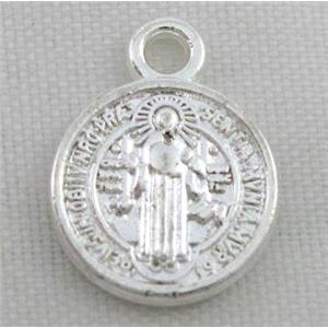alloy pendant, silver plated, approx 8-12mm