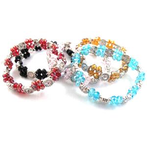 Stretchy Chinese Crystal glass Bracelet, mixed color, approx 12mm wide, 7 inch(18cm) length