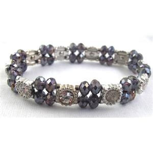 Stretchy Chinese Crystal glass Bracelet, approx 12mm wide, 7 inch(18cm) length