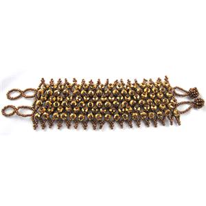 Chinese Crystal glass Bracelet, seed glass bead, golden, approx 50mm wide, 7.5 inch(19cm) length