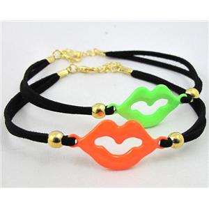 handmade Adjustable bracelet with suede, enamel alloy, approx 16-18cm length
