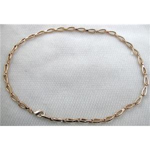 14K Gold Plated Alloy bracelet chain, Nickel Free, Lead Free, 6x16mm, 18 inch length, 14K gold