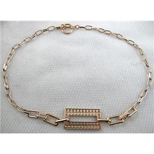14K Gold Plated Alloy bracelet chain, Nickel Free, Lead Free, 20x36mm, 10x15mm, 5x10mm, 8 inch length, 14k gold