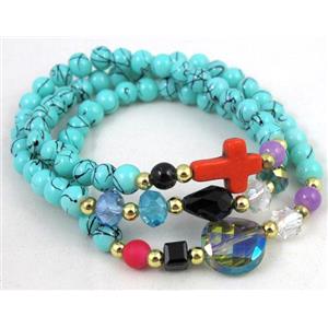 fashion jewelry, glass necklace, bracelet, CCB, approx 6mm bead, 49cm length