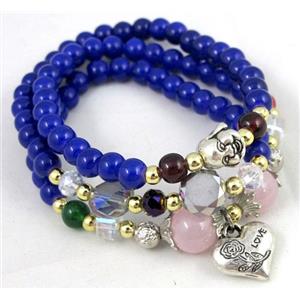 fashion jewelry, glass necklace, bracelet, CCB, blue, approx 6mm bead, 49cm length