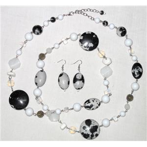 DIY Plastic Necklace, mixed color, 35mm dia,14mm, 10mm,19x19mm,20x28mm,40 inch length