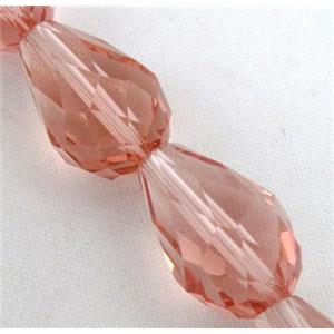 chinese crystal glass bead, faceted teardrop, approx 12x18mm