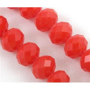 glass crystal bead, faceted wheel, red, approx 6mm dia, 90pcs per st
