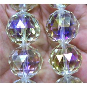 chinese crystal glass bead, faceted round, approx 15mm dia, 15pcs per st