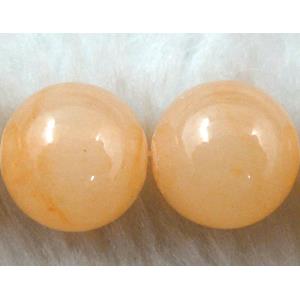 Round Jade bead, dye, stabile, half transparent, 12mm dia, 33pcs per st