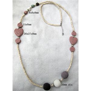 Handmade Lave Necklace, 8x8x8mm,20mm dia, 26x27x8mm, approx 36 inch length