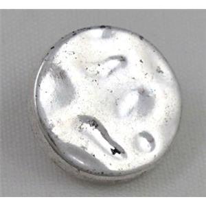 button tibetan silver charms bead, non-nickel, approx 16mm dia