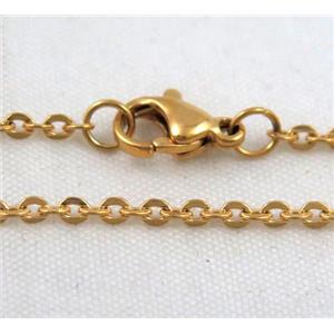 golden plated Stainless Steel Necklace Chain, approx 1.5mm, 50cm length