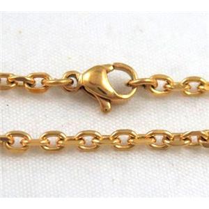 golden plated Stainless Steel Necklace Chain, approx 3mm wide, 45cm length