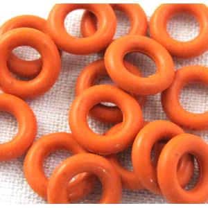 Orange Rubber Stopper Beads, 8mm dia, 3.2mm hole