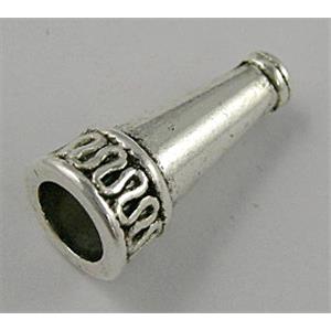 Tibetan Silver trumpet Tube Space beads Non-Nickel, 10mm dia, 22mm length