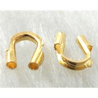 Wire Thimble Protectors, Copper, U-shaped, Golden plated, 4x5mm