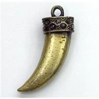 alloy horn pendant with rhinestone, bronze, approx 13-35mm