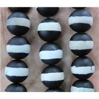 tibetan style black matte Agate Beads, round, approx 12mm dia