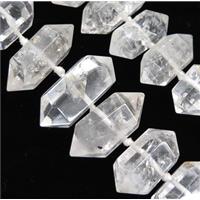 Clear Quartz bullet Beads, point, approx 20-40mm