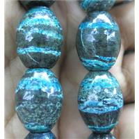 Blue SilverLine Jasper beads, barrel, approx 15x20mm