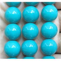 blue turq Pearlized Shell Beads, round, approx 12mm dia