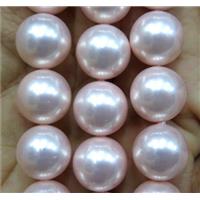 pink Pearlized Shell Beads, round, approx 8mm dia