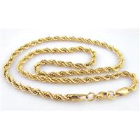 Stainless steel Necklace, gold, 5mm dia, approx 21.5 inch(55cm) length