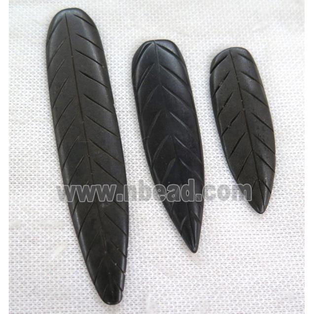 black yellow cattle bone pendant without hole, leaf