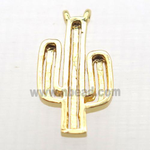 copper cactus pendant, gold plated