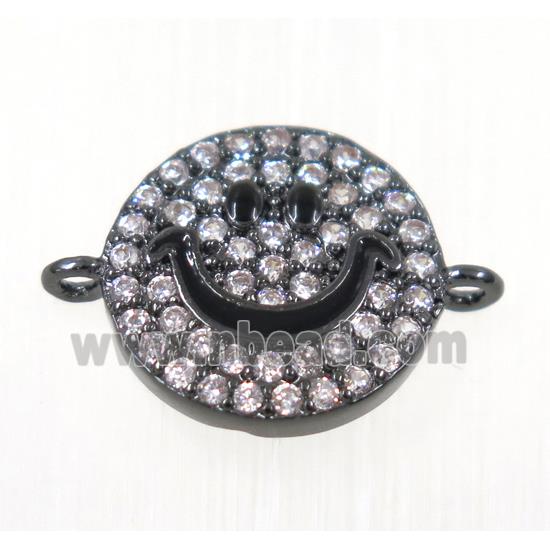 copper emoji face connector paved zircon, black plated