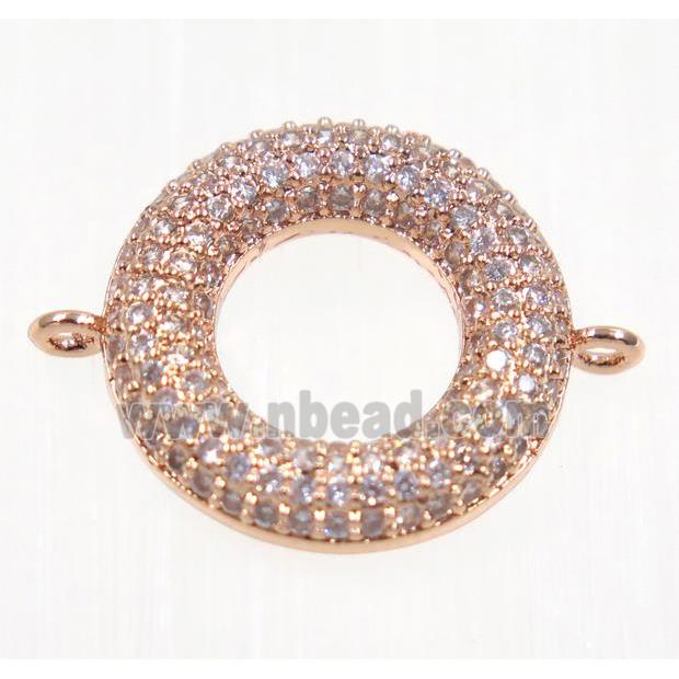 copper Donut connector paved zircon, rose gold