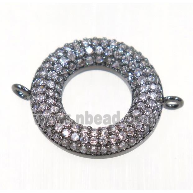 copper Donut connector paved zircon, black plated
