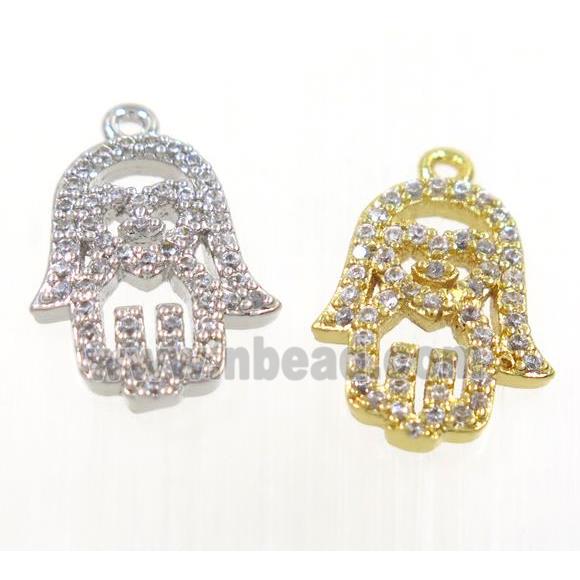 copper hamsahand pendant pave zircon, mix color