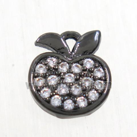 copper apple pendant paved zircon, black plated