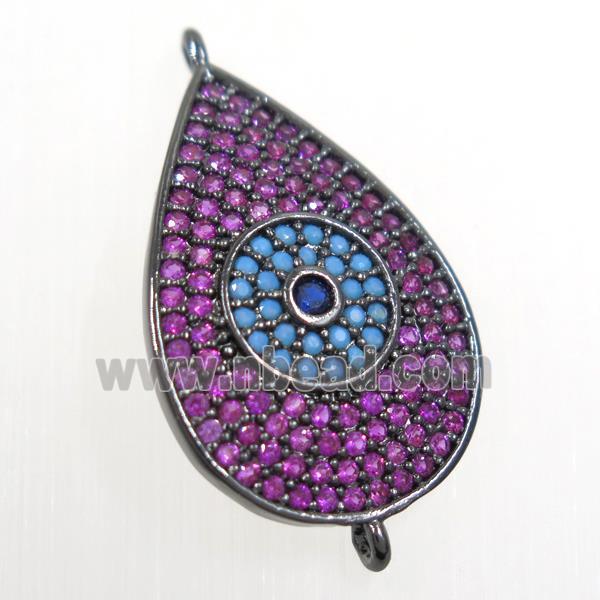 copper Teardrop connector paved zircon, black plated