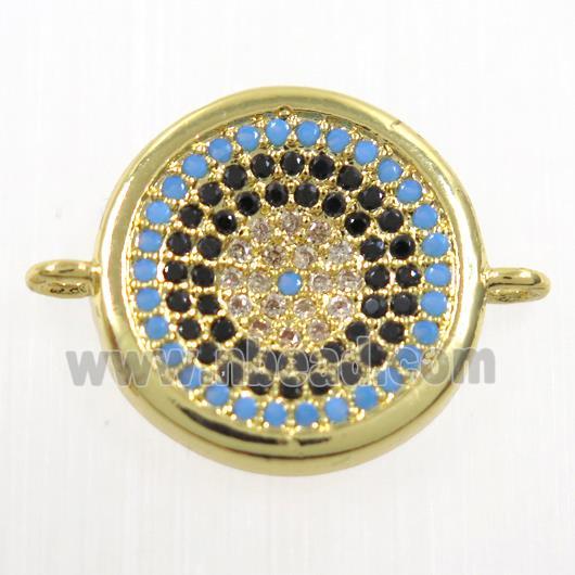 copper Button connector paved zircon, gold plated