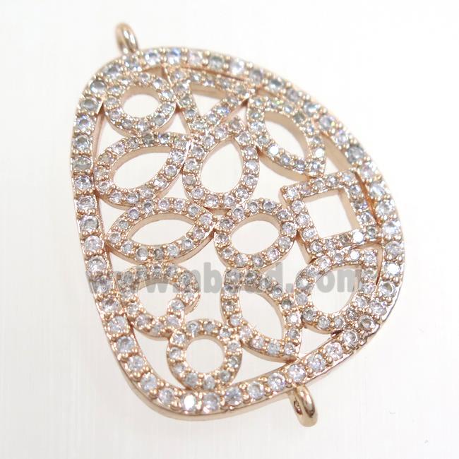 copper leaf connector paved zircon, rose gold